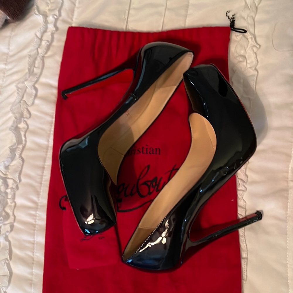 Christian Louboutin rolando black 120 metal patent calf heels